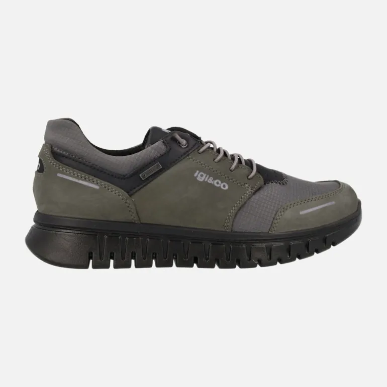 Deportivos en combinado gris con cordones elásticos y membrana impermeable