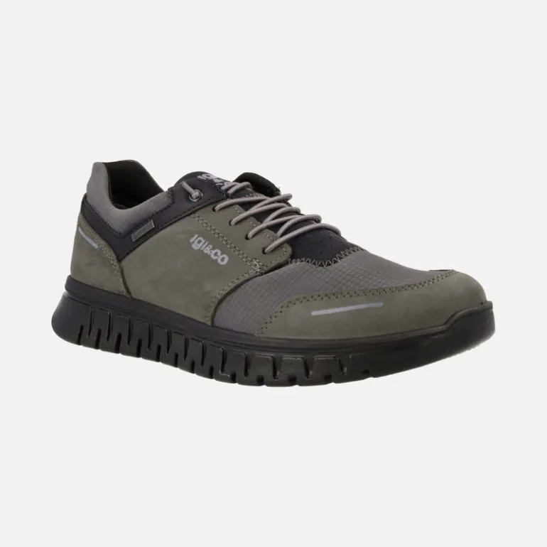 Deportivos en combinado gris con cordones elásticos y membrana impermeable