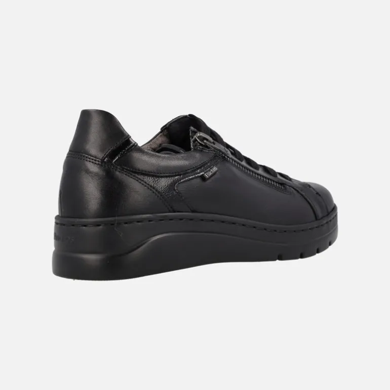 Deportivos negros de piel para mujer Pompas F1666