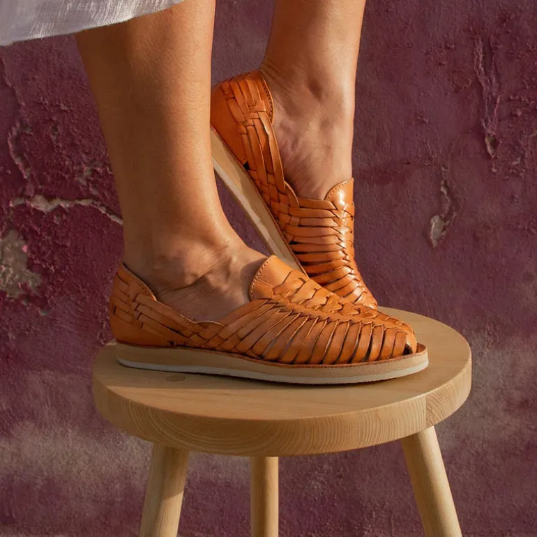 Huaraches trenzados con plataforma Sahuayo alto