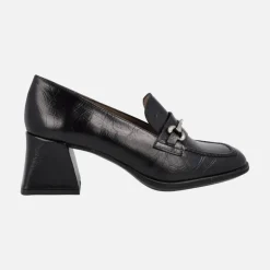 Mocasines Celia en piel negra efecto quebrado