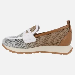 Mocasines con antifaz Sport Kansas en combinado cuero y blanco