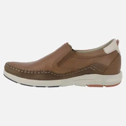 Mocasines confort con elásticos en piel marrón para hombre