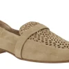 Mocasines de ante camel con pala troquelada para mujer