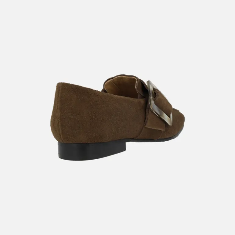 Mocasines de ante con maxi hebilla de carey