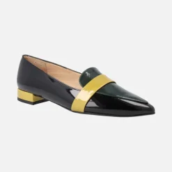 Mocasines de charol en combinado tricolor para mujer