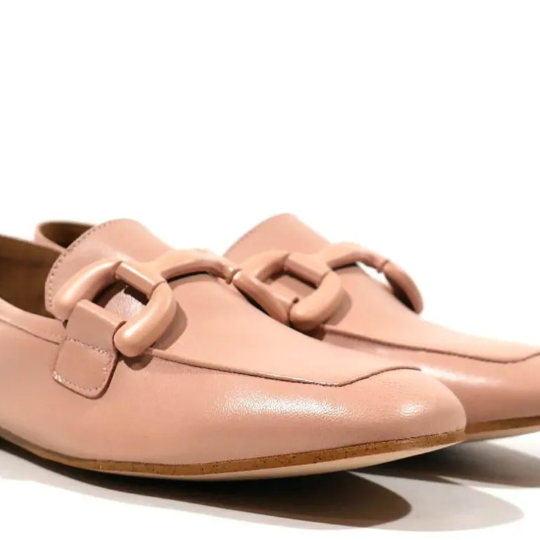 Mocasines de piel con adorno de pasta al tono para mujer