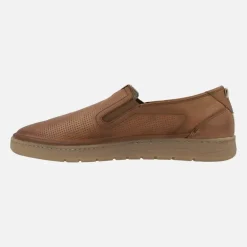 Mocasines de piel para hombre con picados y elásticos laterales