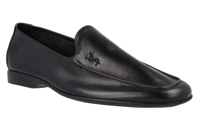 Mocasines de piel para hombre con piso fino de goma