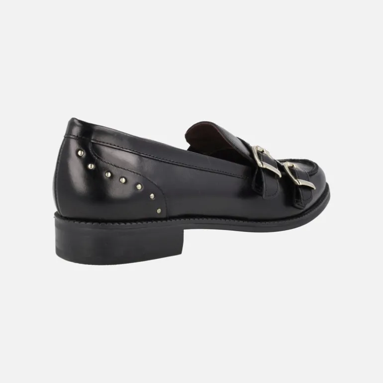 Mocasines de piel para mujer con hebillas y tachuelas