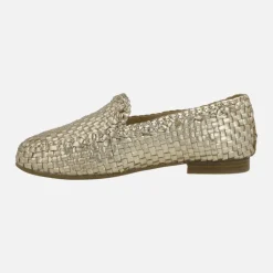 Mocasines de piel trenzada color oro