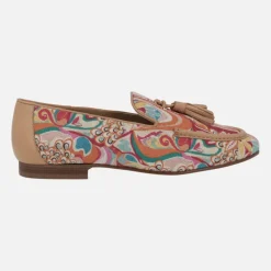 Mocasines de piel y tejido estampado multicolor Etosha