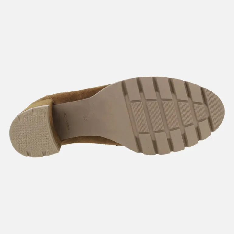 Mocasines de serraje con antifaz tacón alto y plataforma