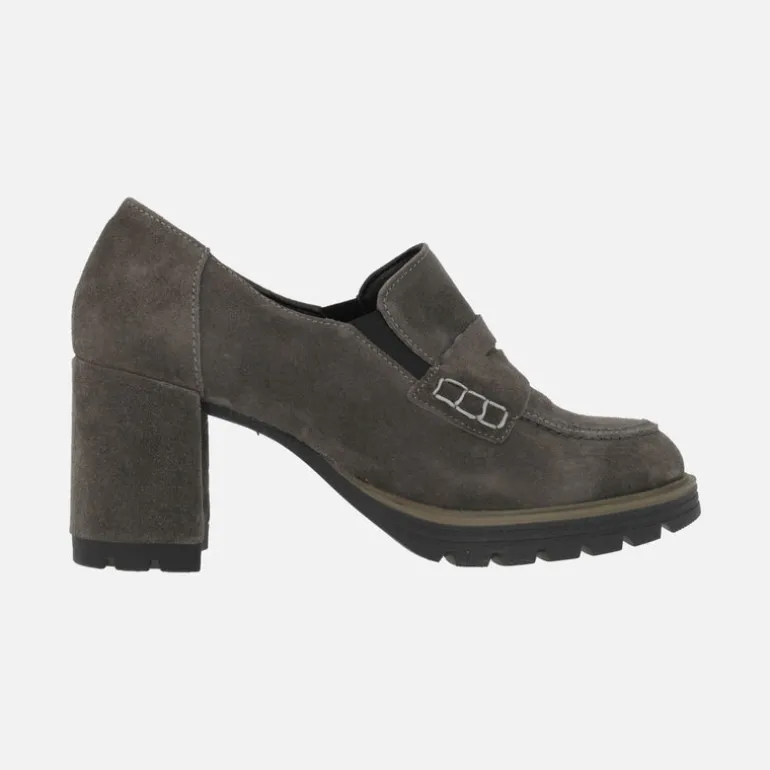 Mocasines de serraje con antifaz tacón alto y plataforma