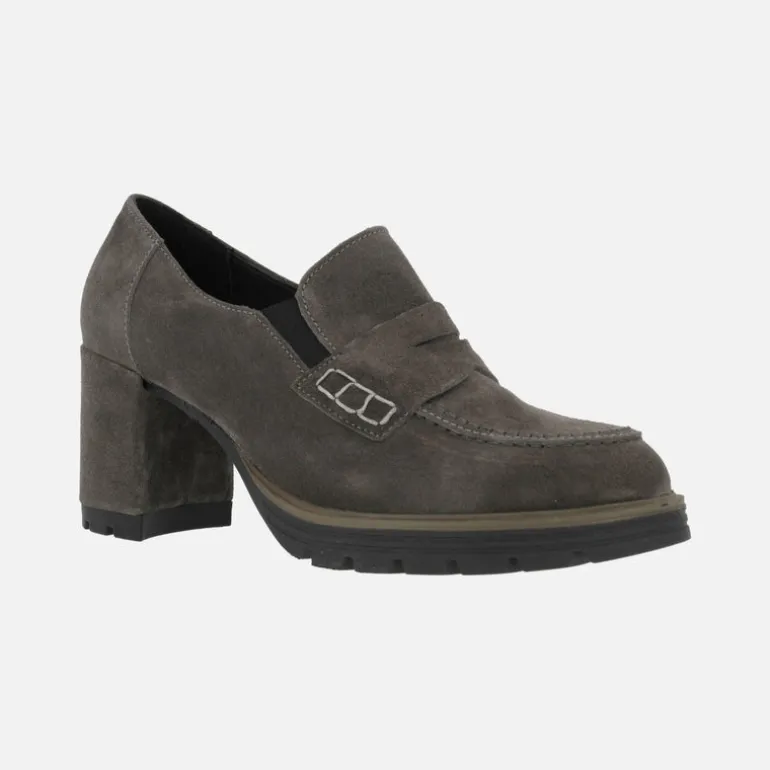 Mocasines de serraje con antifaz tacón alto y plataforma