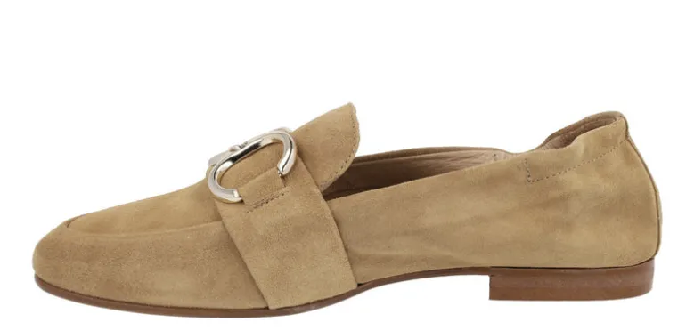 Mocasines de serraje para mujer con adorno metálico