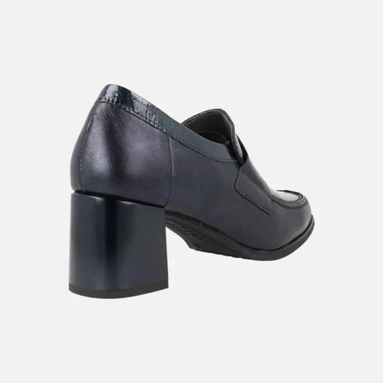 Mocasines de tacón con antifaz en combinado azul marino