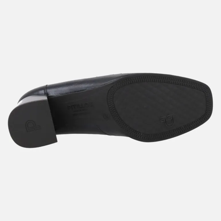 Mocasines de tacón con antifaz en combinado azul marino