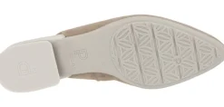 Mocasines destalonados para mujer en ante beige con adorno metálico