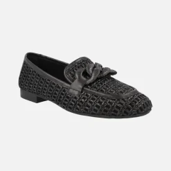Mocasines en tejido efecto rafia con adorno de eslabones
