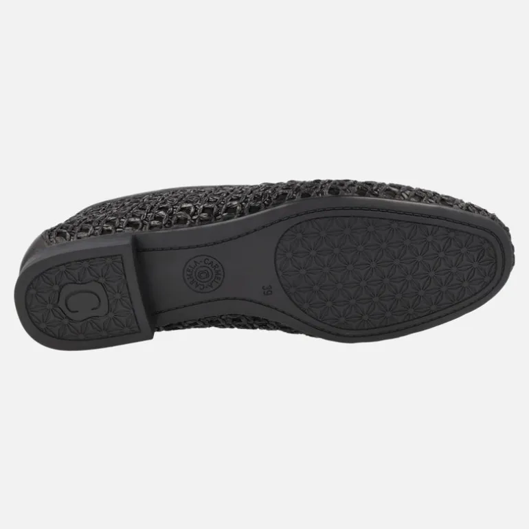 Mocasines en tejido efecto rafia con adorno de eslabones