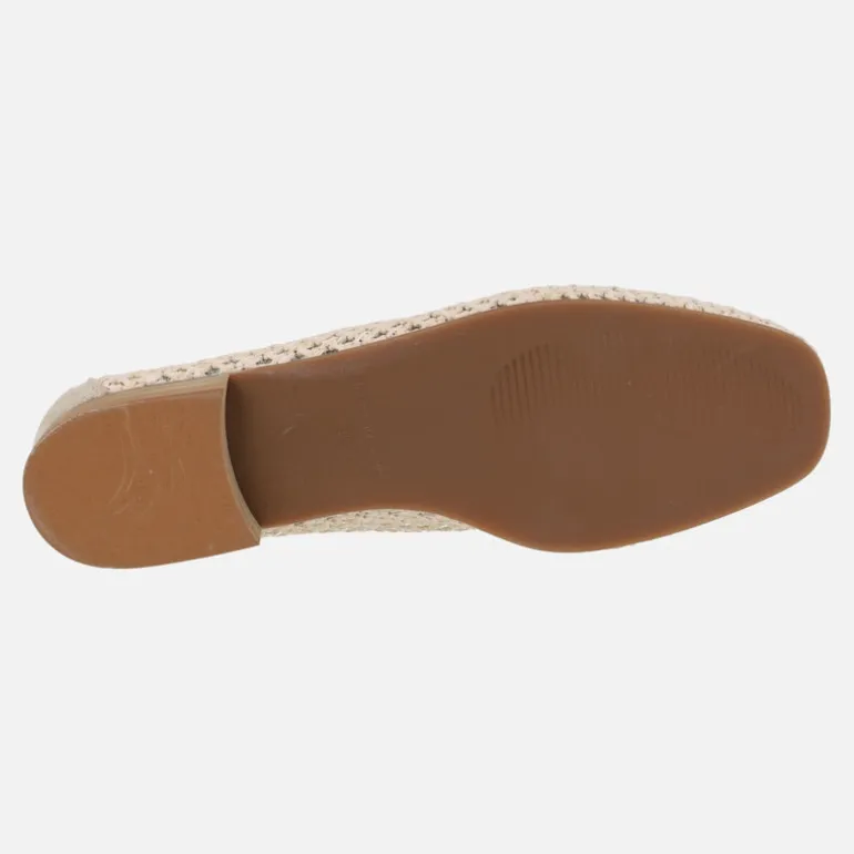 Mocasines Erika en combinado de ante y rejilla en beige