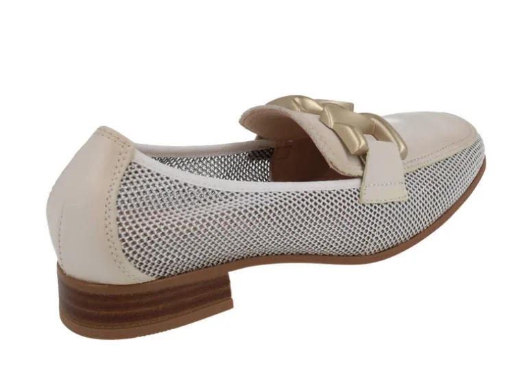 Mocasines multimaterial con adorno para mujer
