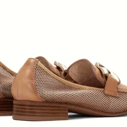 Mocasines multimaterial con adorno para mujer