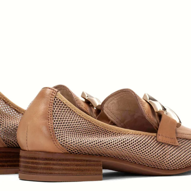 Mocasines multimaterial con adorno para mujer