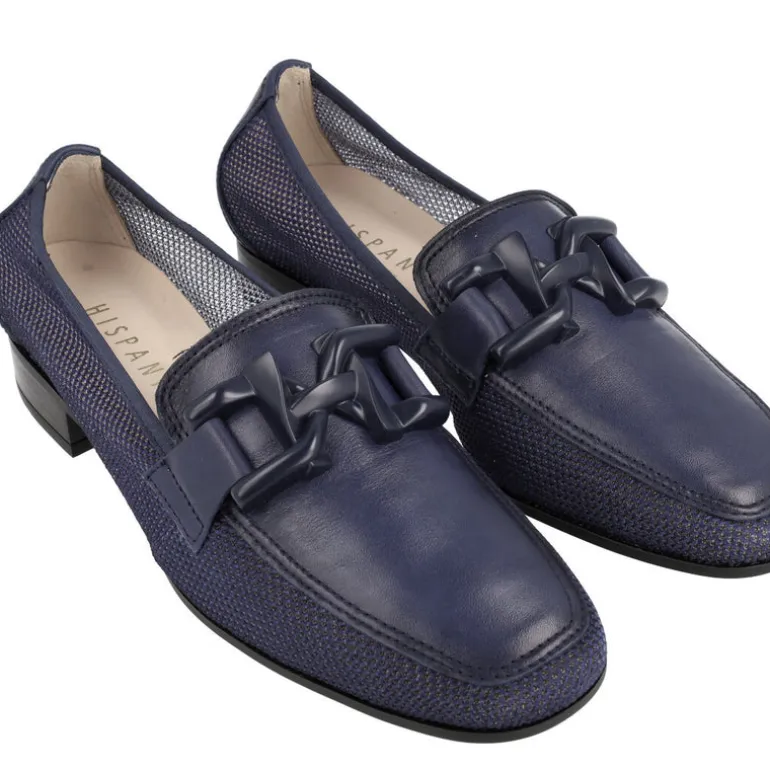 Mocasines multimaterial con adorno para mujer