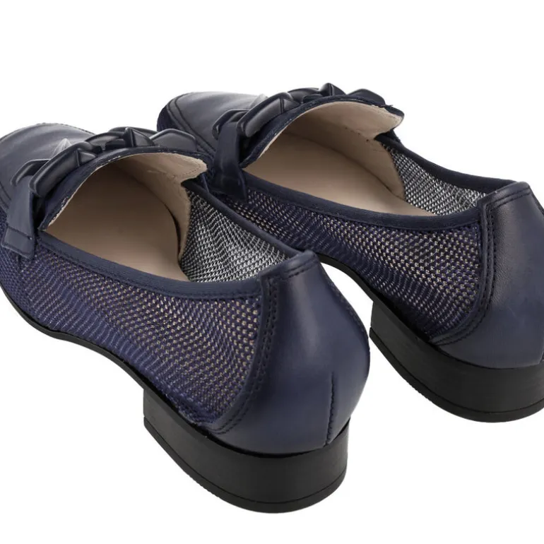 Mocasines multimaterial con adorno para mujer