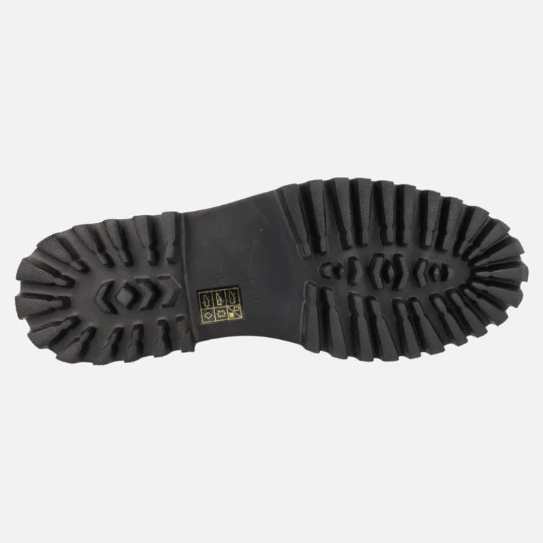 Mocasines negros con piso track y detalles de strass