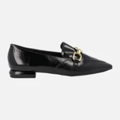 Mocasines negros de charol Monastir con adorno metálico dorado