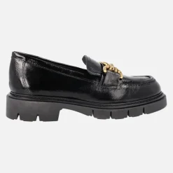 Mocasines negros de charol Bruselas con piso track