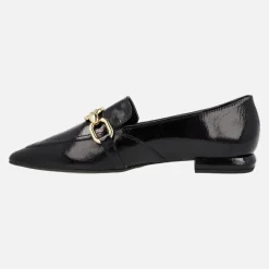 Mocasines negros de charol Monastir con adorno metálico dorado