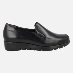 Mocasines negros de piel con elásticos y piso Extra light