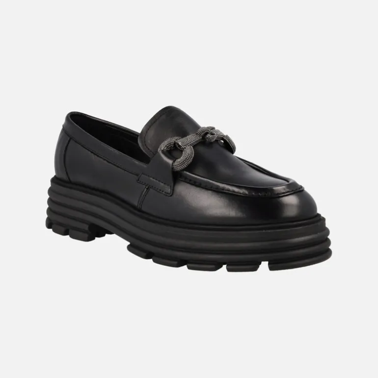 Mocasines negros de piel Noela con adorno metálico