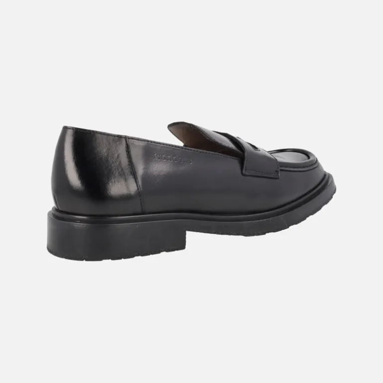 Mocasines negros de piel con antifaz de Wonders