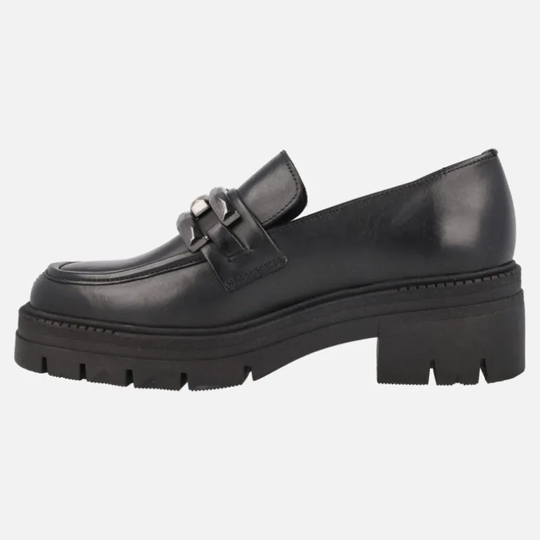 Mocasines negros de piel Umbra con piso track y adorno metálico