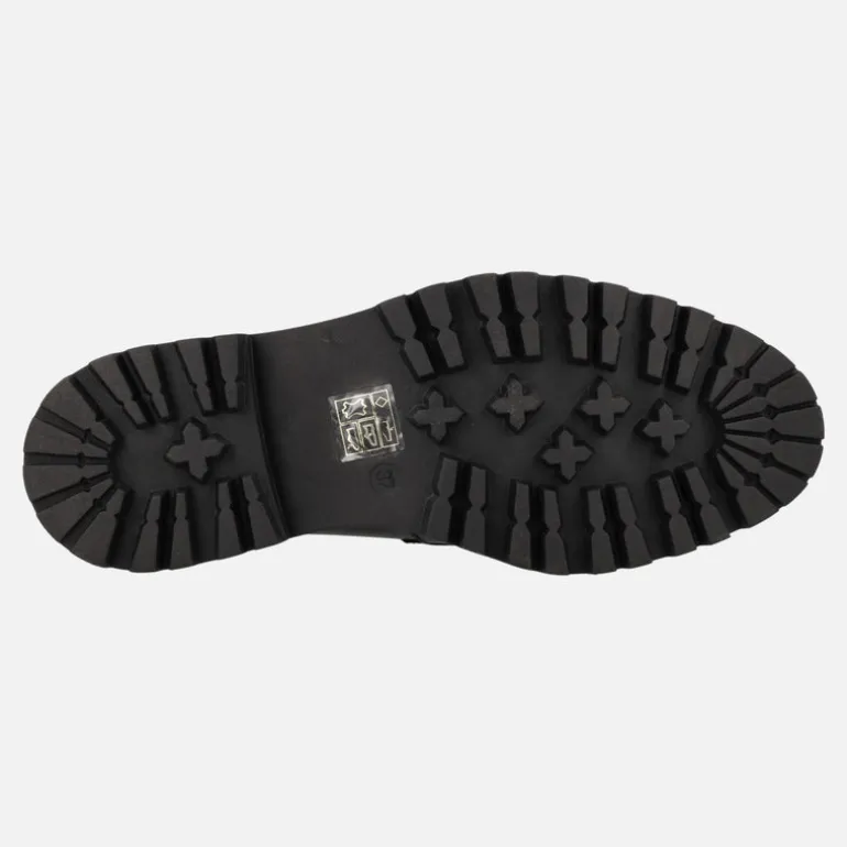 Mocasines negros de piel para mujer con piso track