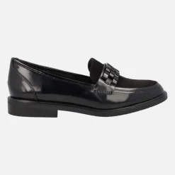 Mocasines negros multimaterial con adorno en la pala