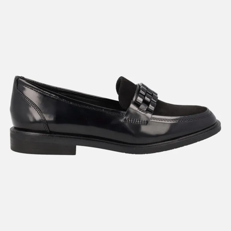 Mocasines negros multimaterial con adorno en la pala