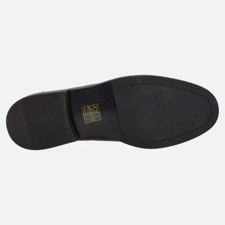 Mocasines negros multimaterial con adorno en la pala