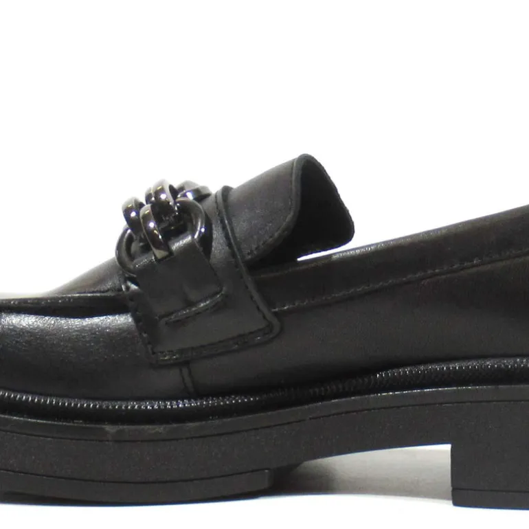 Mocasines negros para mujer con cadena Magda