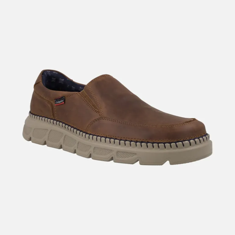 Mocasines para hombre en piel engrasada marrón