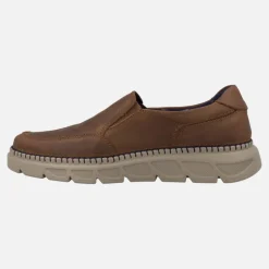 Mocasines para hombre en piel engrasada marrón