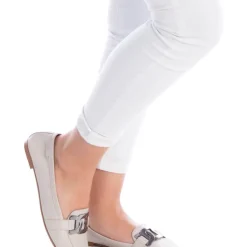 Mocasines planos de piel con adorno para mujer
