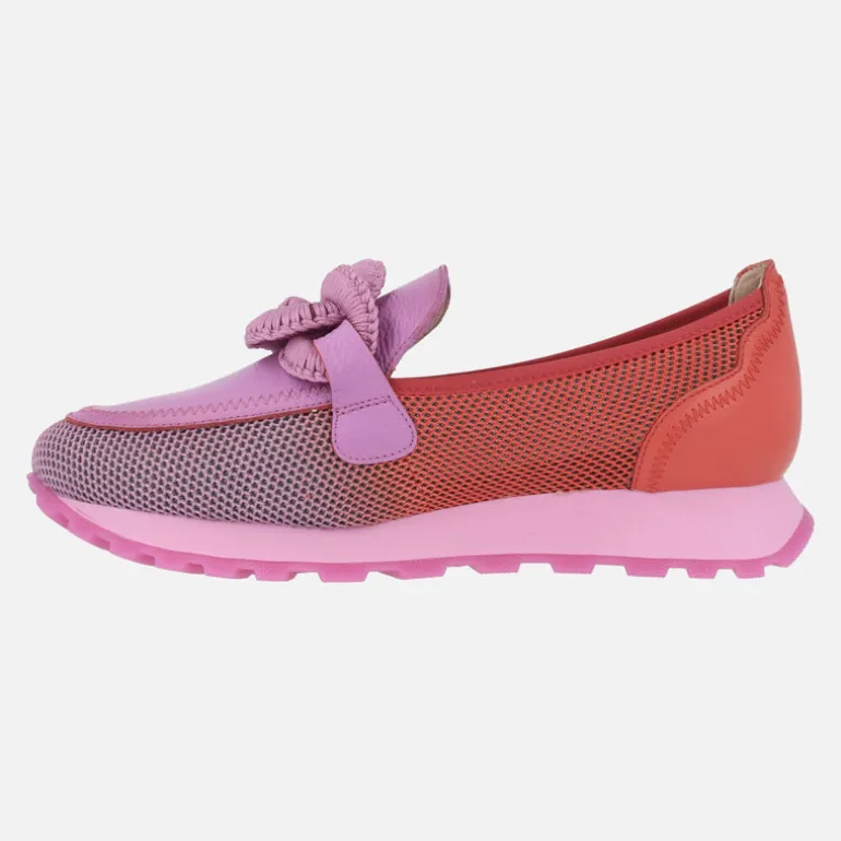 Mocasines Sport Loira multimaterial con adorno de eslabones violet rojo