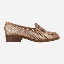 Mocasines trenzados de piel con tacón bajo