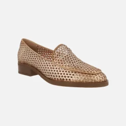 Mocasines trenzados de piel con tacón bajo